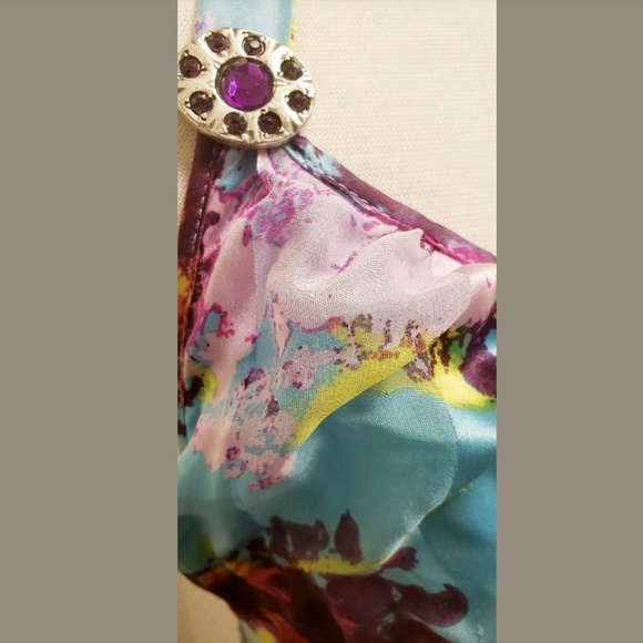 {Guillarmé Paris} 100% Silk Halter Gown.Lace/Beads - Picture 3 of 8